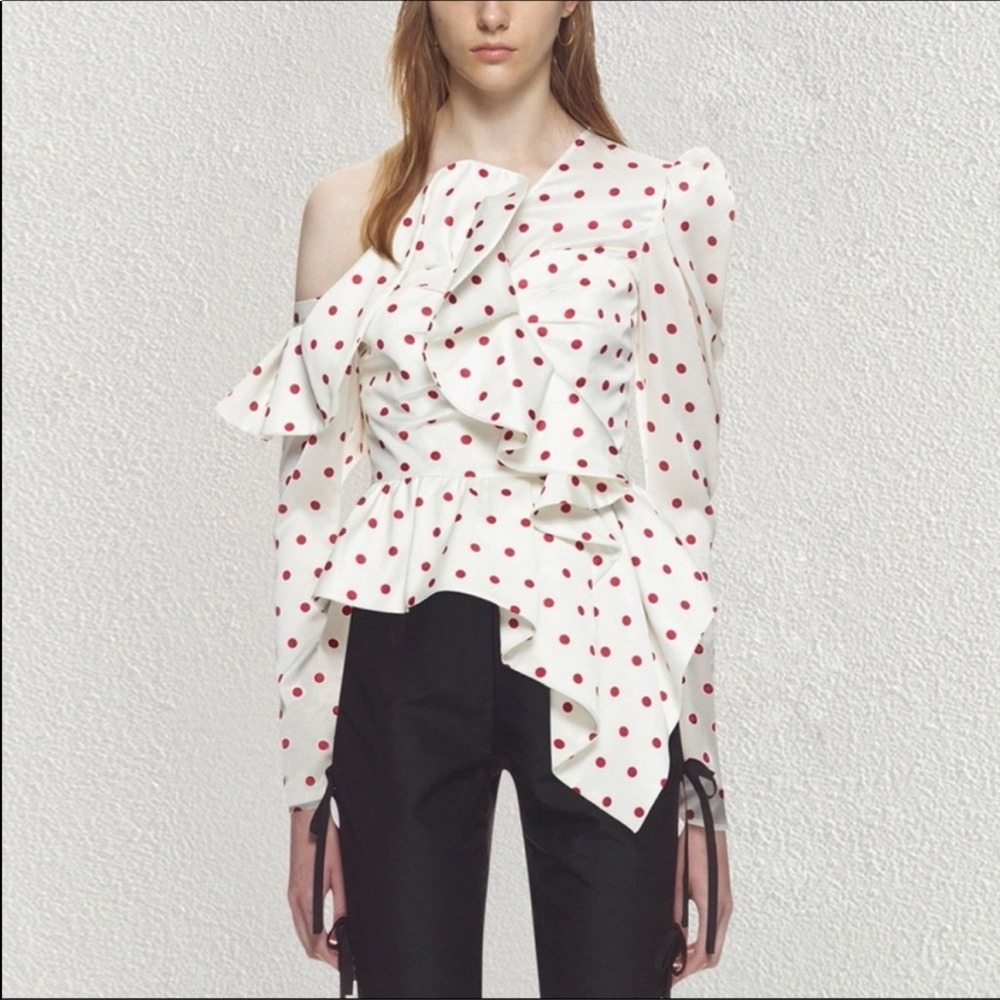 Self Portrait Polka Dot Frill Top